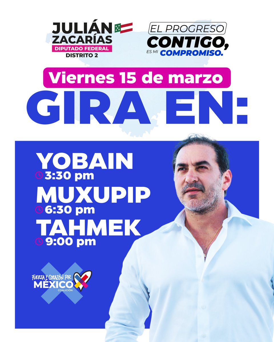 JULIANZACARIASC's tweet photo. ✌️¡Caminemos juntos!

Nos vemos en un rato para caminar juntos en la gira por #YOBAIN, #MUXIPIP y #TAHMEK. Vamos por el #progresoContigo. 💪🏼 https://t.co/iBrs5c3frq