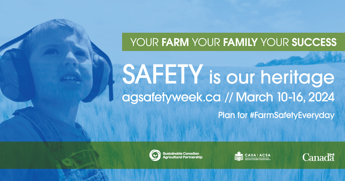 It's Canadian Ag Safety Week and we're encouraging farmers to plan for #FarmSafetyEveryday 🚜

Many on-farm incidents are preventable. Find tools &amp; resources to protect the health &amp; safety of everyone who lives/works on farms: agsafetyweek.ca
<a href="/planfarmsafety/">CASA/ACSA</a> @SafeManitoba