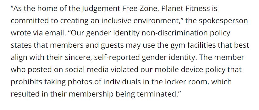 libsoftiktok's tweet image. WOW. Planet Fitness is standing by their decision to allow men in women's locker rooms.

Their policies actually allow males in female spaces. They instruct women to just deal with their discomfort and make sure not to misgender the trans person in their locker room.…