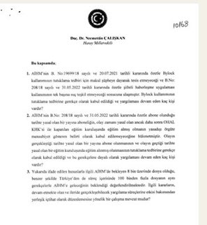 Saadet Partisi Hatay vekili Sayın <a href="/necmettincalisk/">Doç. Dr. Necmettin ÇALIŞKAN</a> Sayın Tunç'a cevaplaması için soru önergesi sundu

Yaşanan hukuksuzluğun AİHM tarafından tescil edildiği "#YalçınkayaKararı nın bir ictihat olarak düzenlemesine dair çalışmanız var mı?"  Diye soruyor