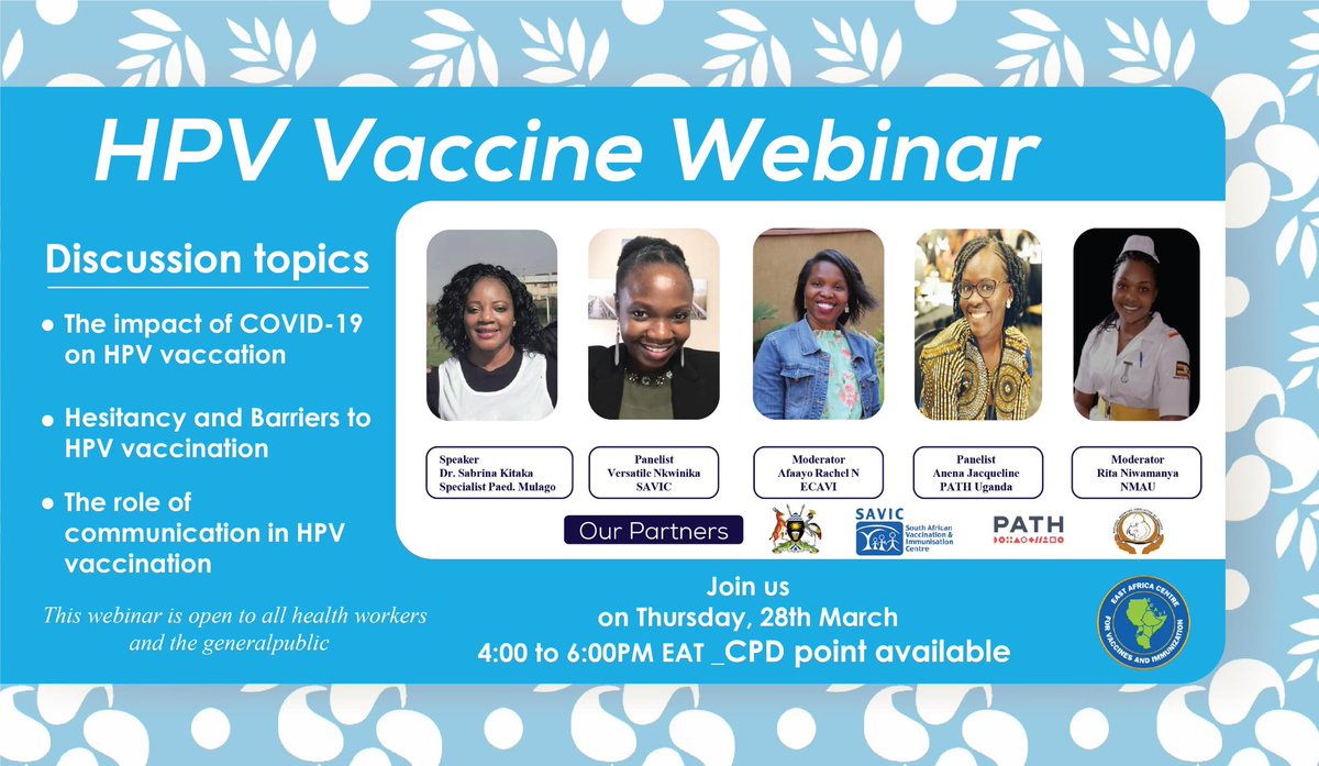 ECAVI Official is inviting you to a scheduled Zoom meeting. Topic: HPV Vaccine Webinar Time: Mar 28, 2024 04:00 PM Nairobi Join Zoom Meeting us02web.zoom.us/j/82415798067?… Meeting ID: 824 1579 8067 Passcode: 615677 Find your local number: us02web.zoom.us/u/kcwaEmMPGm