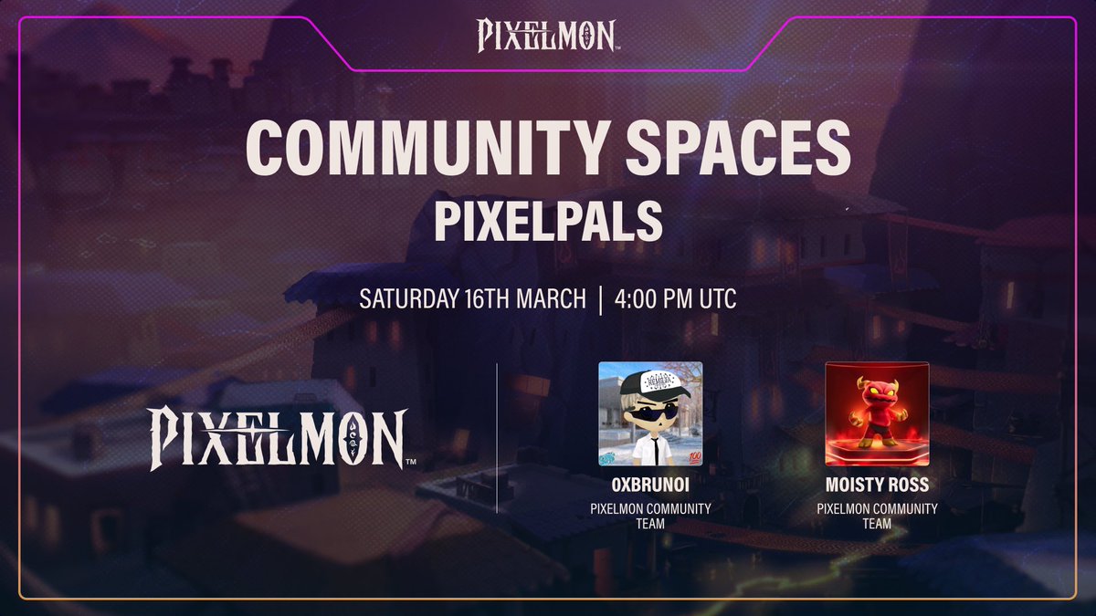PixelmonHub's tweet photo. 🐾 Pixelmon Community Spaces: PixelPals 🐾

It's been about 2 weeks since the release of @PixelPalsAI, and we've been hard at work on our farms. So let's take a short break tomorrow and join our spaces to discuss all things PixelPals!

📌 https://t.co/wp1wLvKWVb https://t.co/e0FShl4U3X