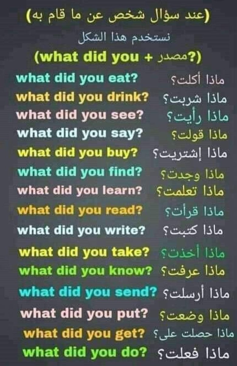 What did you + مصدر ؟