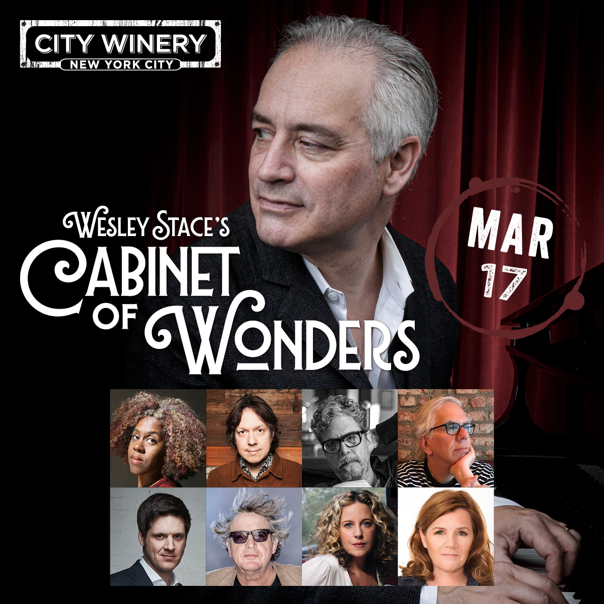 THIS SUNDAY (3/17): a special St. Paddy's day Cabinet Of Wonders at @CityWineryNYC with @WesleyStace, Gary Louris, Amy Helm, Michael James Esper, Dave Hill, Ira Robbins, Paul Muldoon, Errollyn Wallen & Mare Winningham. Tons o' fun & surprises in store. tinyurl.com/Cabinet111