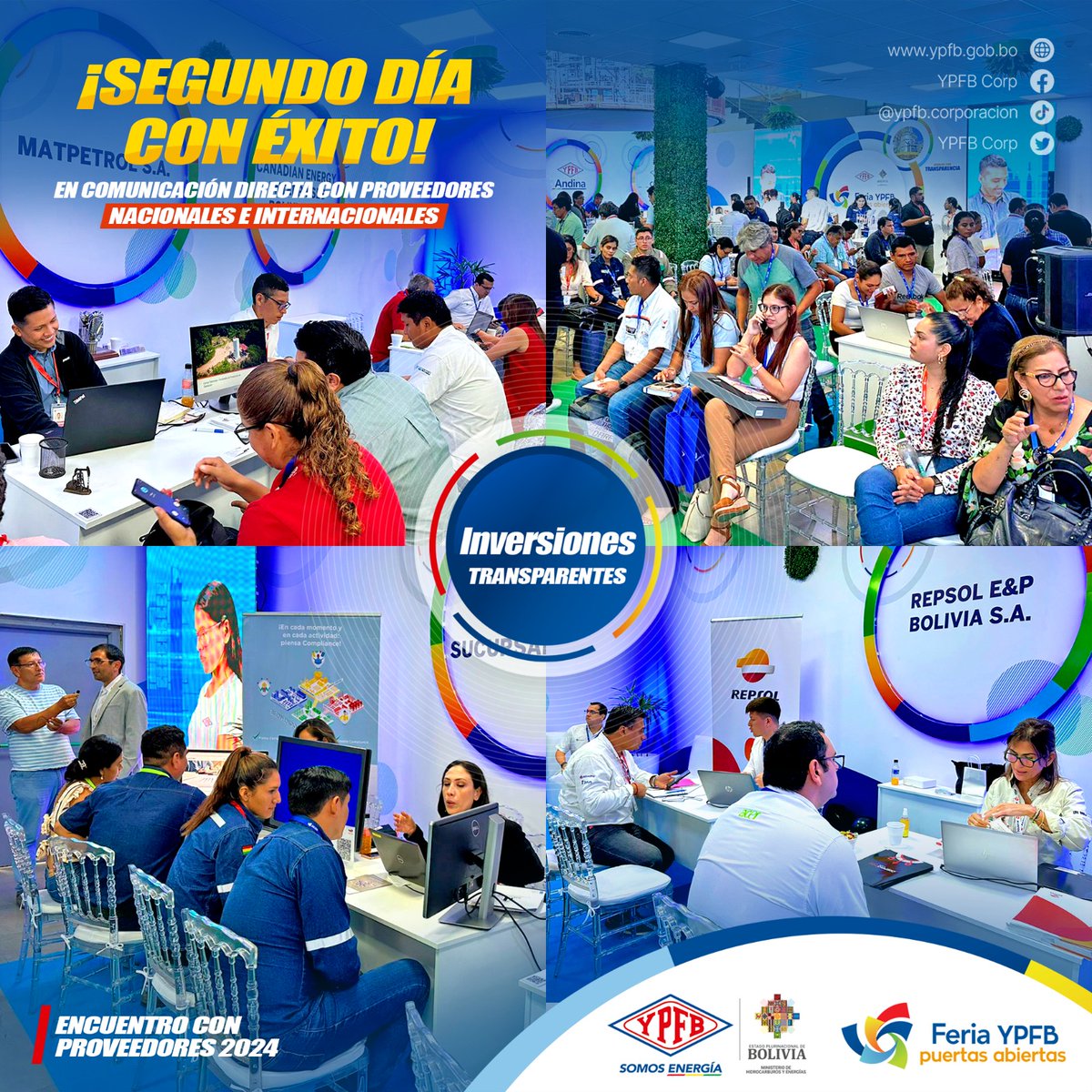 YPFB_corp's tweet photo. #EncuentroConProveedores I Segundo día con éxito, abrimos las puertas a proveedores nacionales e internacionales de diferentes rubros. El evento contribuye a la reactivación económica del país.

#YPFB 
#SomosEnergía https://t.co/BocRNWEsbg