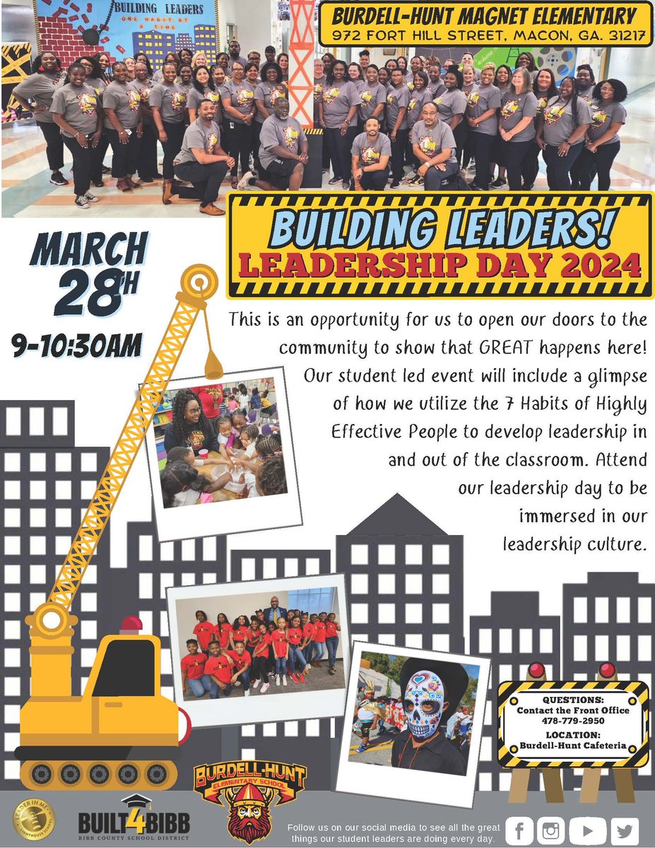 Join us on March 28th 9-10:30am for Leadership Da! Discover how our students are putting the 7 Habits into action and leading the way. Parents, community members, and the district are all invited to see firsthand the impact of these habits on our students. #BuildingLeaders