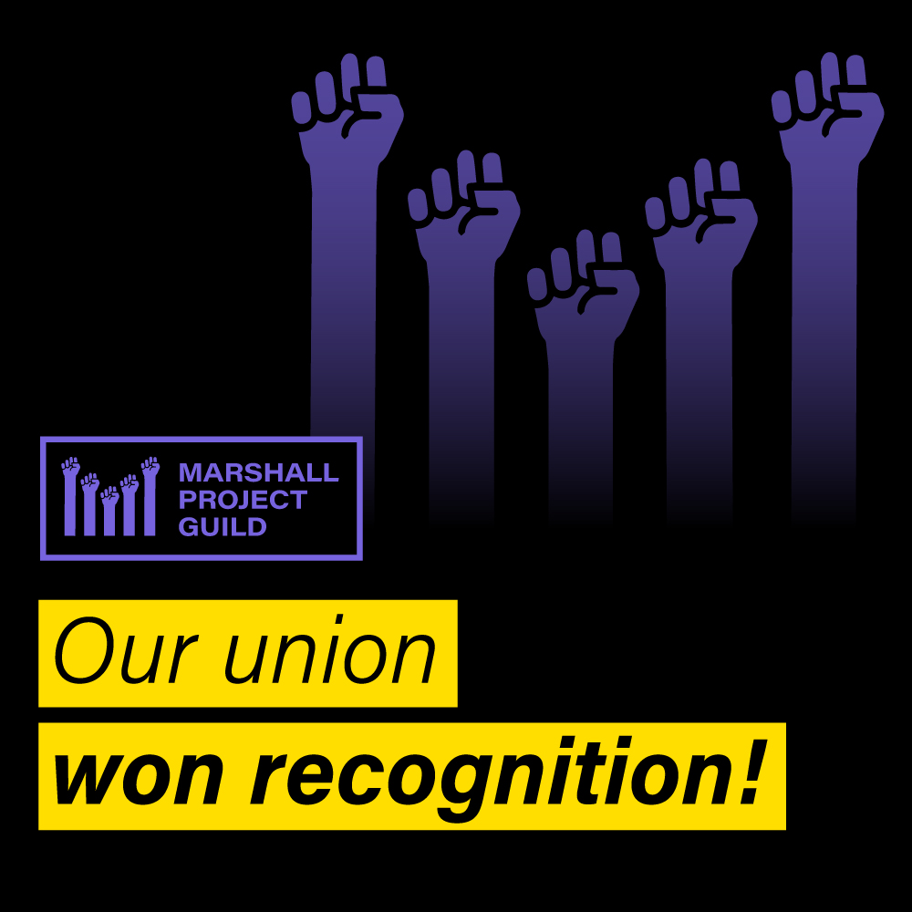 Marshall Project Guild (@tmpguild) on Twitter photo INCREDIBLE NEWS: We have made an agreement with the leadership of <a href="/MarshallProj/">The Marshall Project</a> and we are officially a union! We are so excited to begin working toward our first contract. INCREDIBLE NEWS: We have made an agreement with the leadership of <a href="/MarshallProj/">The Marshall Project</a> and we are officially a union! We are so excited to begin working toward our first contract.