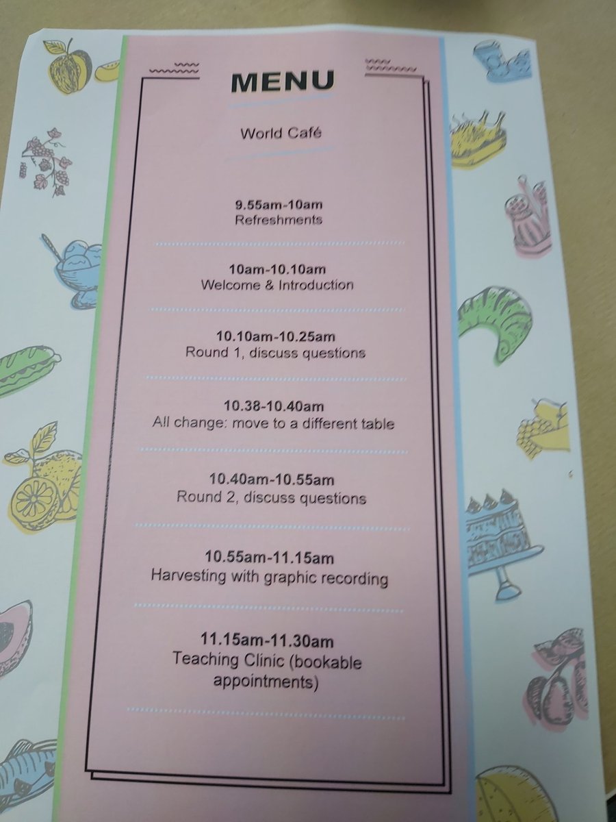 AKL2727's tweet photo. Had a brilliant World Café session discussing the role of music in HE. @willettme played lots of tunes and staff reflected on how music could be used with students #cufellowships staff want to carry on the conversation!! #actionlearningsets @LTAcademyCU https://t.co/Q1NdPGZ0i9