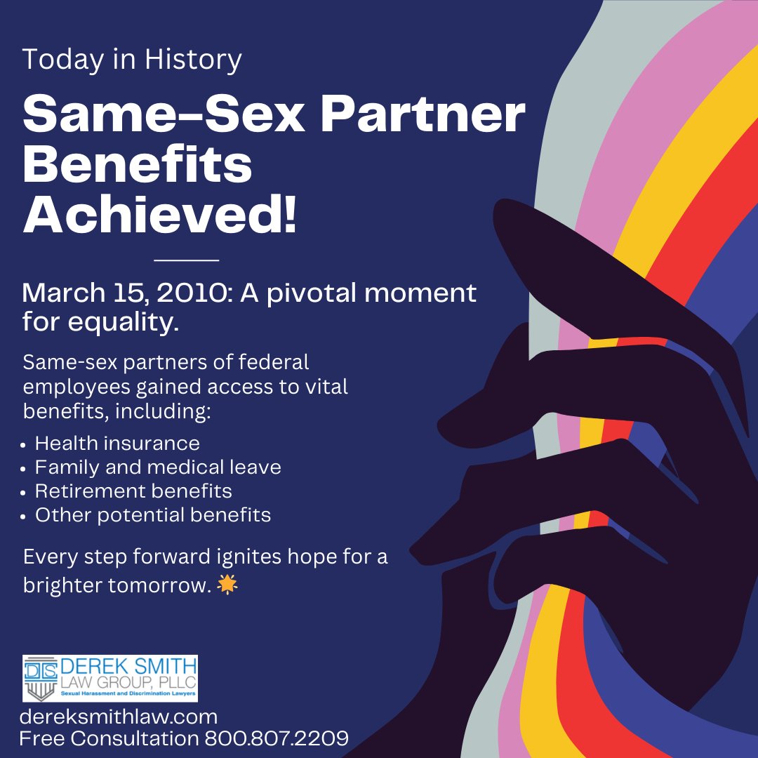 🌈 On March 15, 2010, we moved one step closer to equality: Same-sex partners of federal employees gained access to crucial benefits. Your dreams are important. Your efforts create change. #EqualityMatters #DreamBig #ActNow #LGBTQRights