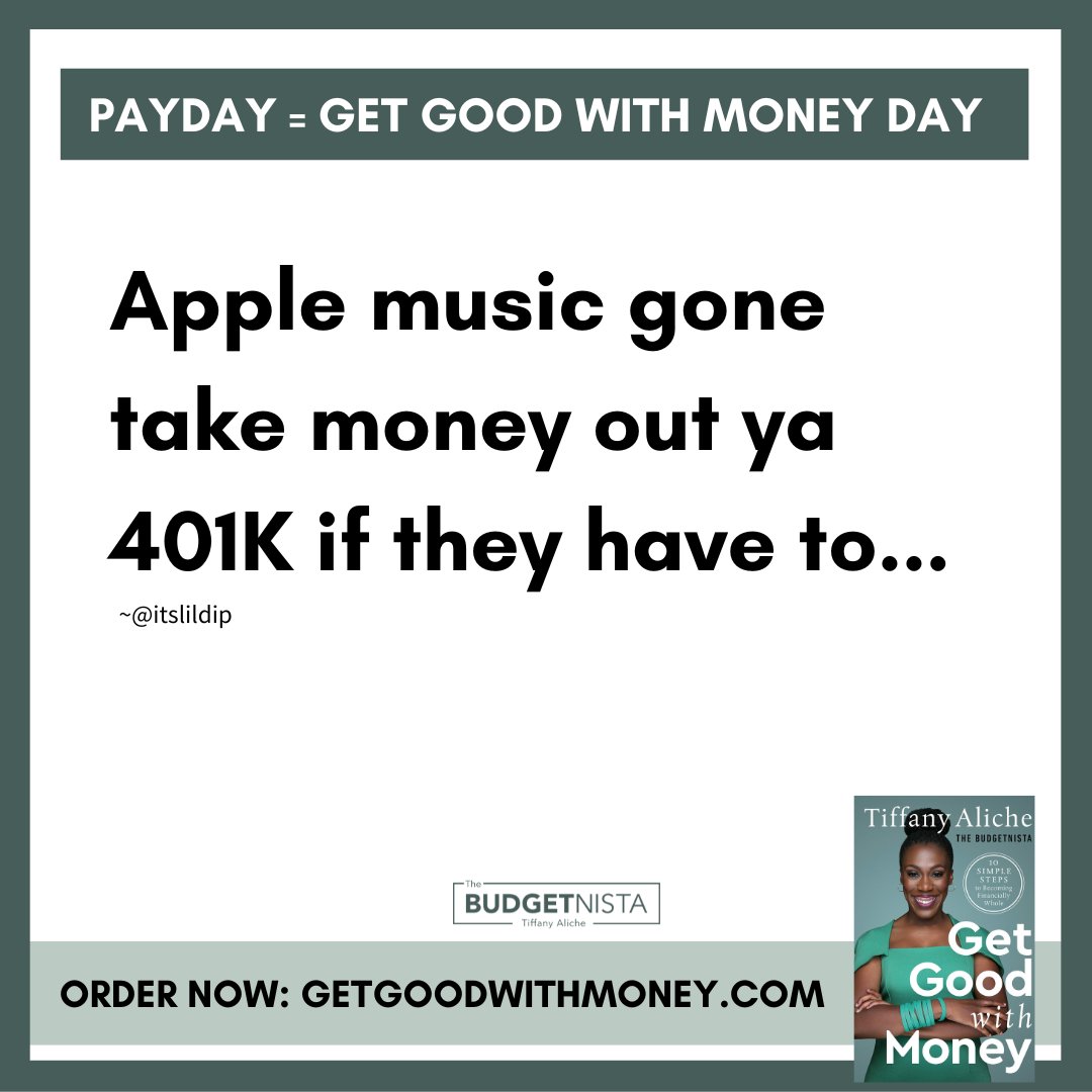 TheBudgetnista's tweet photo. Chile, don’t forget about subscriptions! 🤣 Cancel what you aren’t using and add recurring subscription fees (which add up) to your monthly budget calculations. Grab Get Good With Money (a NYT-Bestseller) here: https://t.co/zbu3S7z1xH
#TheBudgetnista #GetGoodWithMoney https://t.co/2N3DOWld5Y