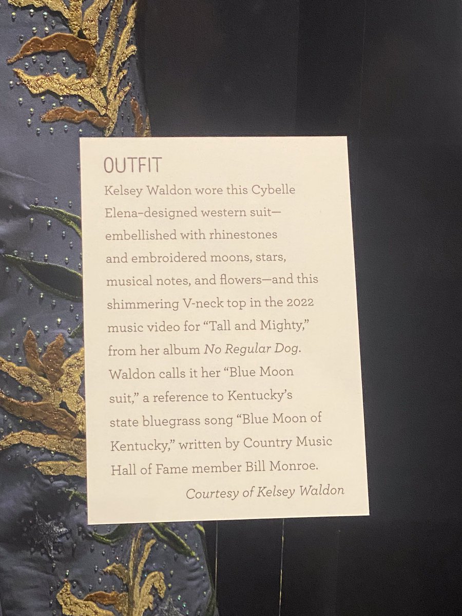 So proud of my niece Cybelle who is featured in the Country Music Hall of Fame with this amazing custom fashion she designed for Kelsey Waldon!