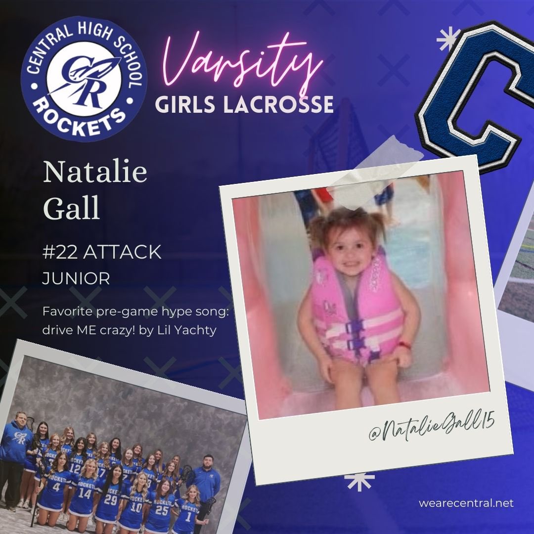 Kicking it off for our Varsity juniors is Natalie Gall. Last year on attack <a href="/NatalieGall15/">Natalie Gall</a> scored ten goals and we can't wait for her to drop a few more in the net this year. 💙🥍🚀⬆️ #WeAreCentral #RocketUp <a href="/Central301/">Central 301</a> <a href="/bchs_boosters/">Central High School Athletic Boosters</a> <a href="/AthleticsRocket/">CHS Rocket Athletics</a> <a href="/301_chs/">Central High School</a>