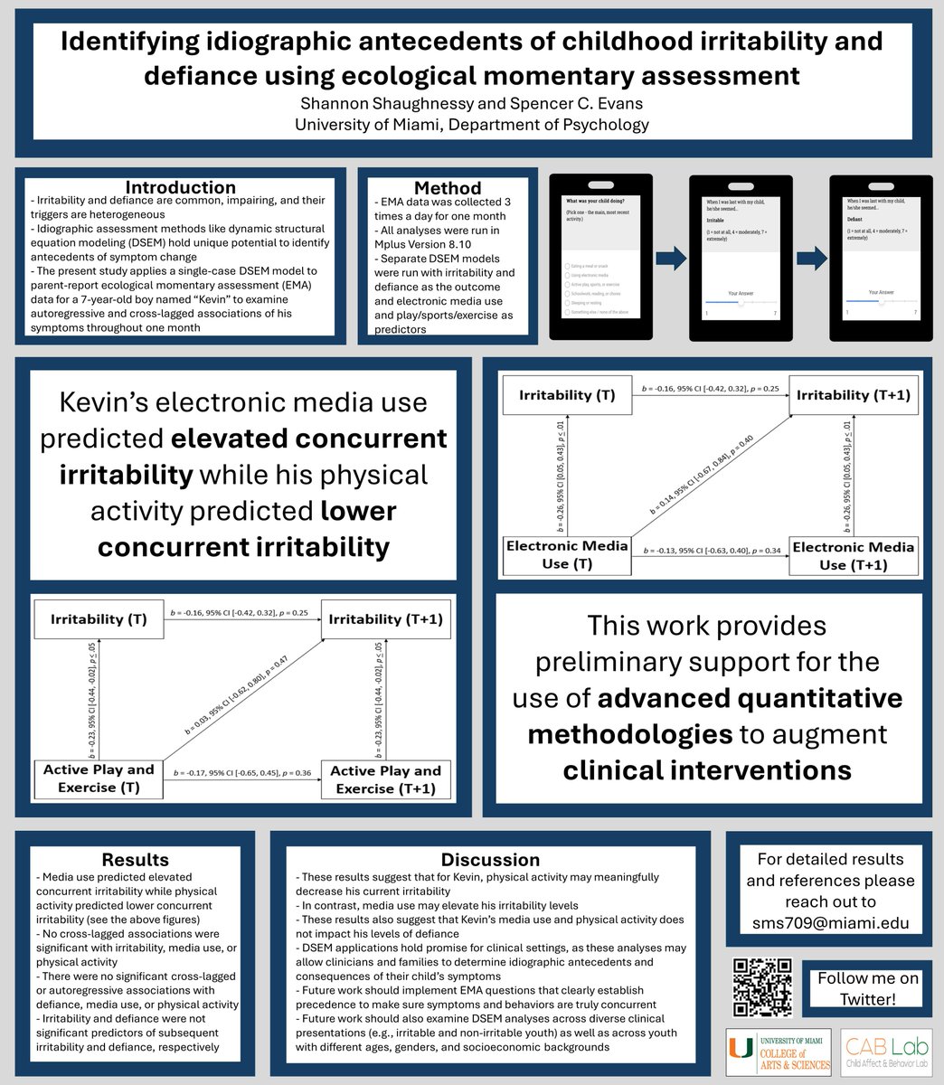 Can't wait to share this project at the annual HiTOP conference tomorrow! Advanced quant methods and novel technology like DSEM and EMA allow us to identify idiographic antecedents of irritability to augment clinical interventions @SpencerCEvans @UMCABLab