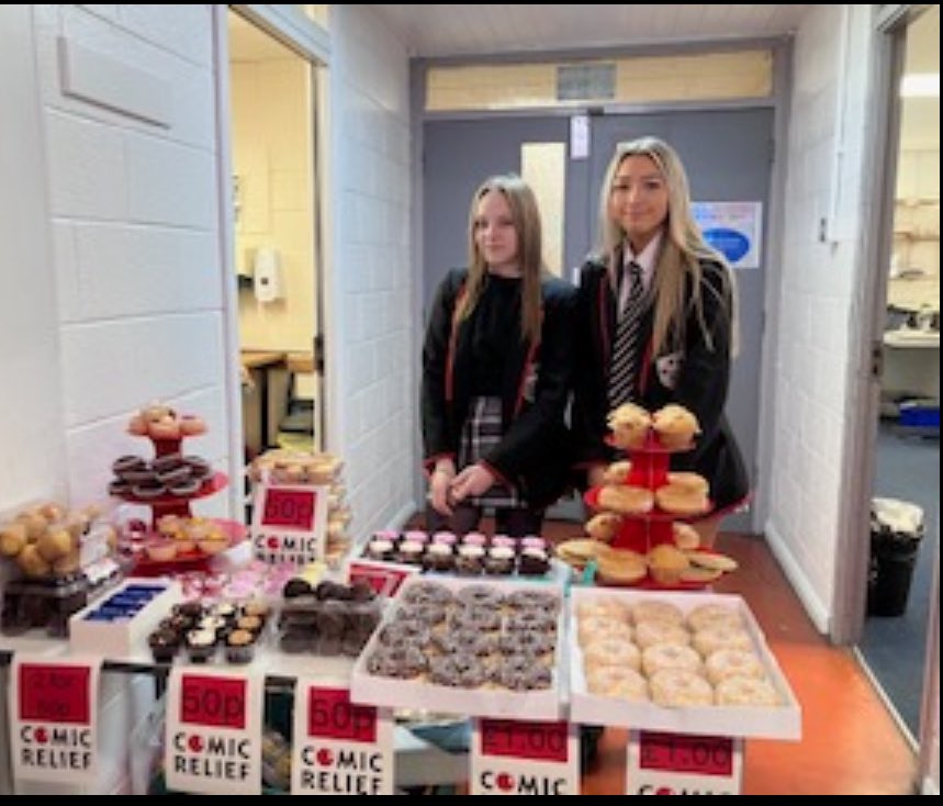 Well done to members of our student leadership team for fundraising for #comicrelief2024 today