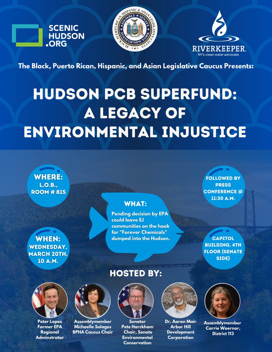 Low awareness of PCB contamination in NYC + Hudson Valley, combined with complex fish advisories, puts minority &amp; immigrant communities at a higher health risk. <a href="/EPA/">U.S. EPA</a> decision on the Hudson River Superfund is imminent. We must demand action to protect our communities! <a href="/BPHACaucus/">NYS BPHA Legislative Caucus</a>