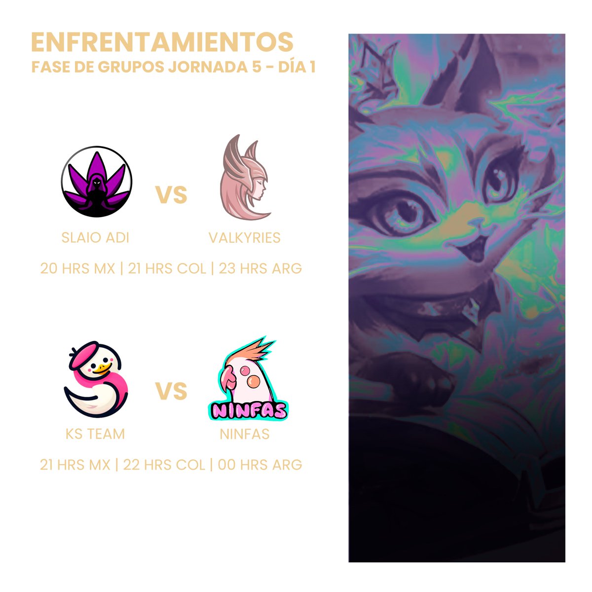 Empieza la última jornada de fase regular de MichiTorneos ¿Todos listos? 👀

<a href="/academiadi/">Academia Del Invocador</a> 🆚 <a href="/valkyrieslegion/">valkyrieslegion</a> 

<a href="/KSTeamLoL/">KS Hollow - KS Team</a> 🆚 <a href="/NinfasInfo61851/">Ninfas esport</a>