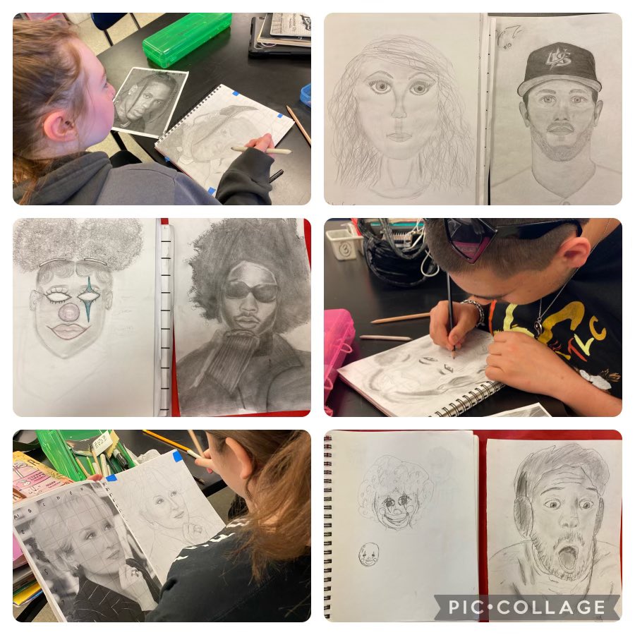 GloucesterGHS's tweet image. 🎨🖼️ Advanced Art &amp;amp; Design students have grown so much this year! We are currently drawing portraits and comparing them to our September attempts. While many students are still working on this assignment, we just couldn’t wait to share some of the work! #practicemakesprogress