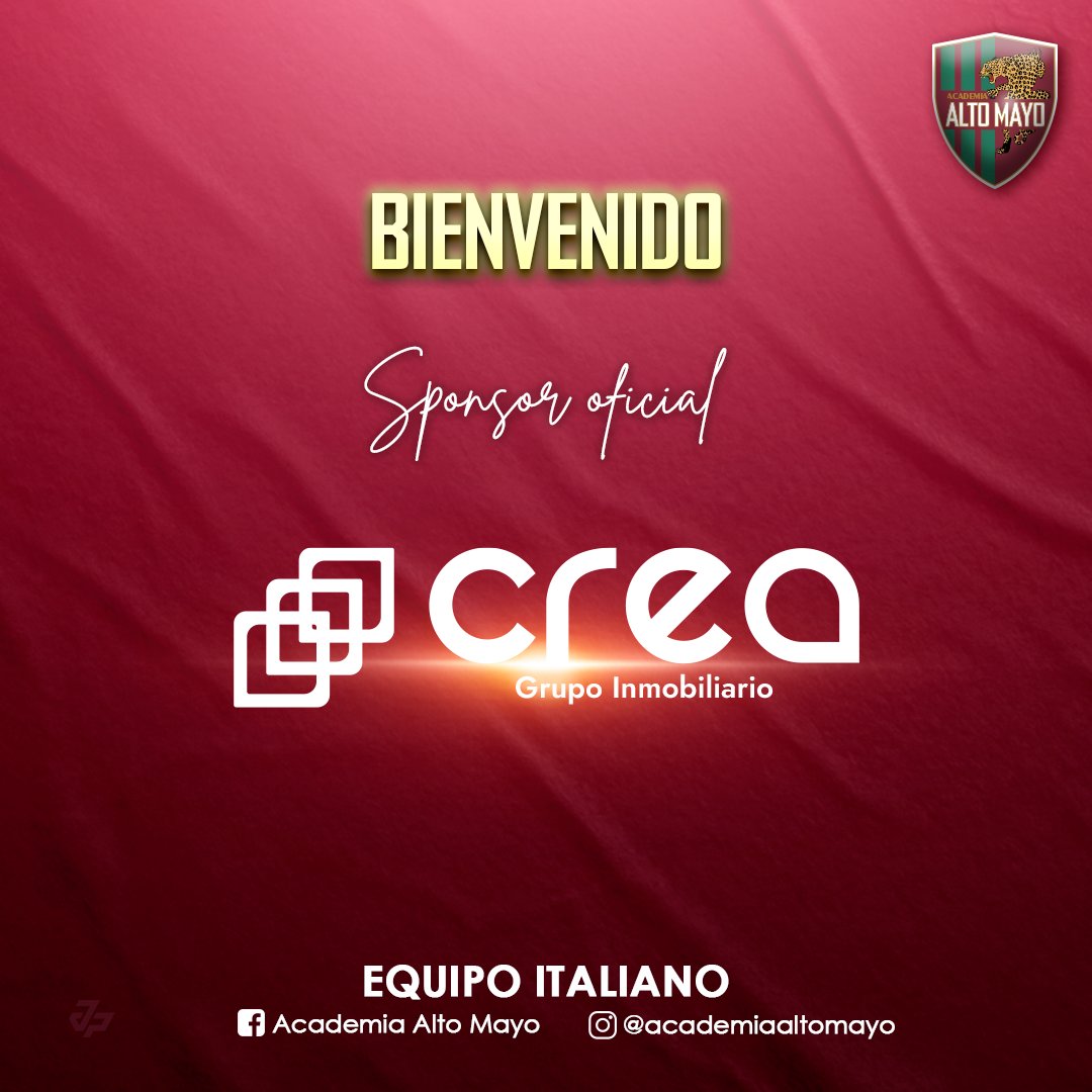 AcAltomayo's tweet photo. SPONSOR OFICIAL 2024
Bienvenido Inmobiliario Crea
#Yantalo
#elequipoitaliano
#copaperu2024 https://t.co/Hb2UzKgRQn