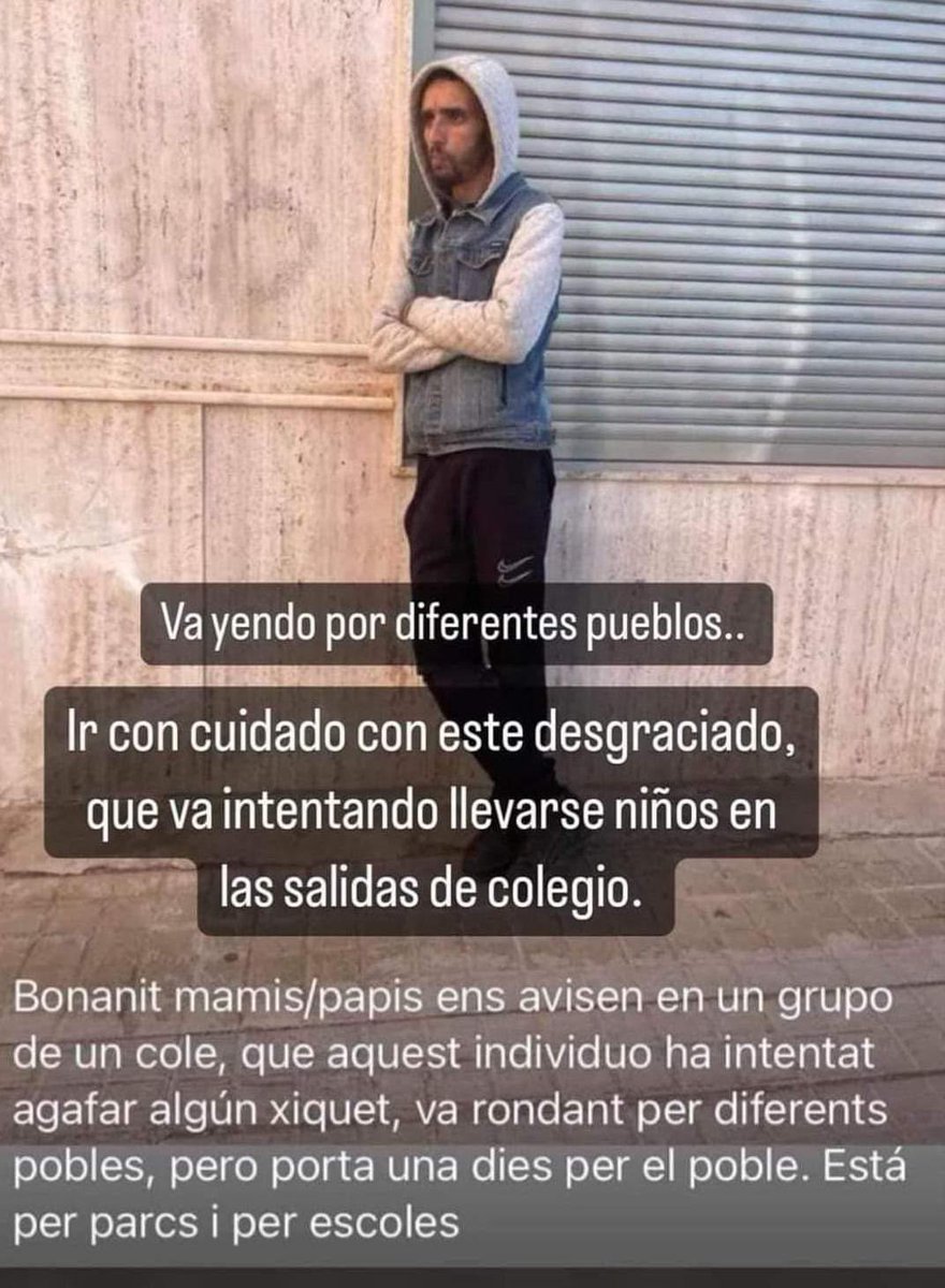 Aquest FDLGP va intentar segrestar un nen petit que estava amb la seva àvia a la sortida de l'escola Vedruna de Sabadell.
Es veu que se l'ha vist a les portes d'escoles d'altres municipis.
Si el veieu aviseu als mossos o lo que surja...