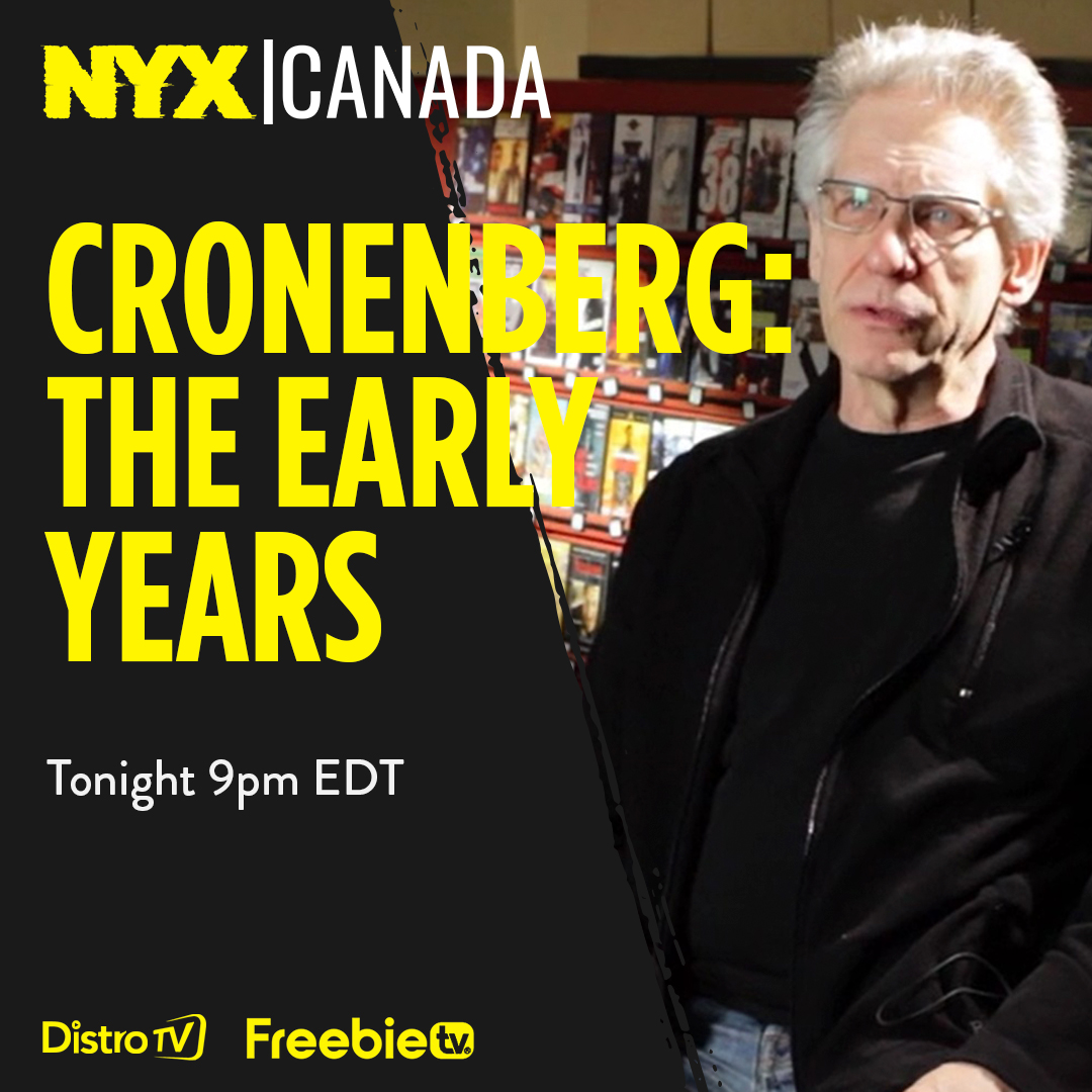 We've a real treat for you all tonight. As part of our celebration of David Cronenberg's 81st birthday we bring you Chris Alexander's superb interview with the legend, Cronenberg: The Early Years at 9pm EDT. nyxtv.ca/watch-nyx-live or TV bit.ly/3VsBbON #freetoscream