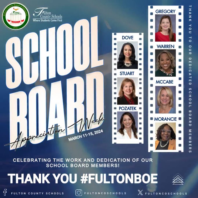 FAVE is proud to serve all students across the district. However, we all know this would not be possible without the support of each of our incredible School Board Members. We would like to take a moment to say THANK YOU to our amazing board members! #FULTONBOE @FultonCoSchools