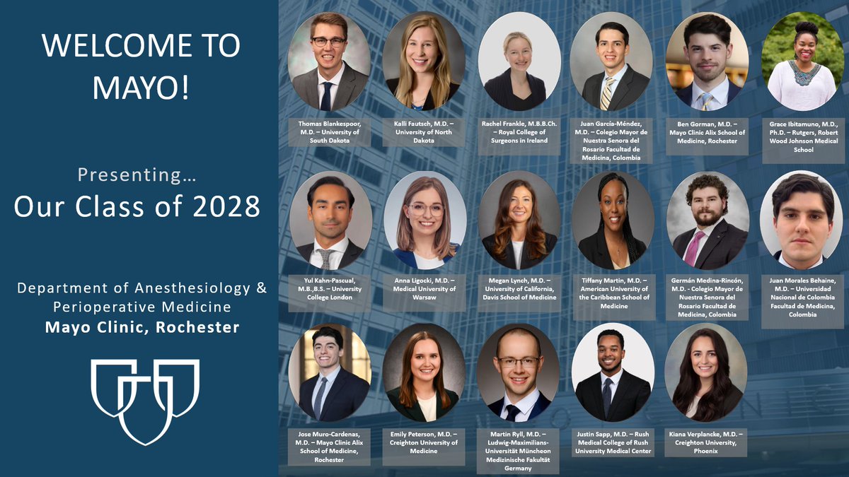 Congratulations to the @MayoAnesthesia Class of 2028! We are excited to have you join our program. 🙌 @BridgetPulos #Match2024 #MatchDay