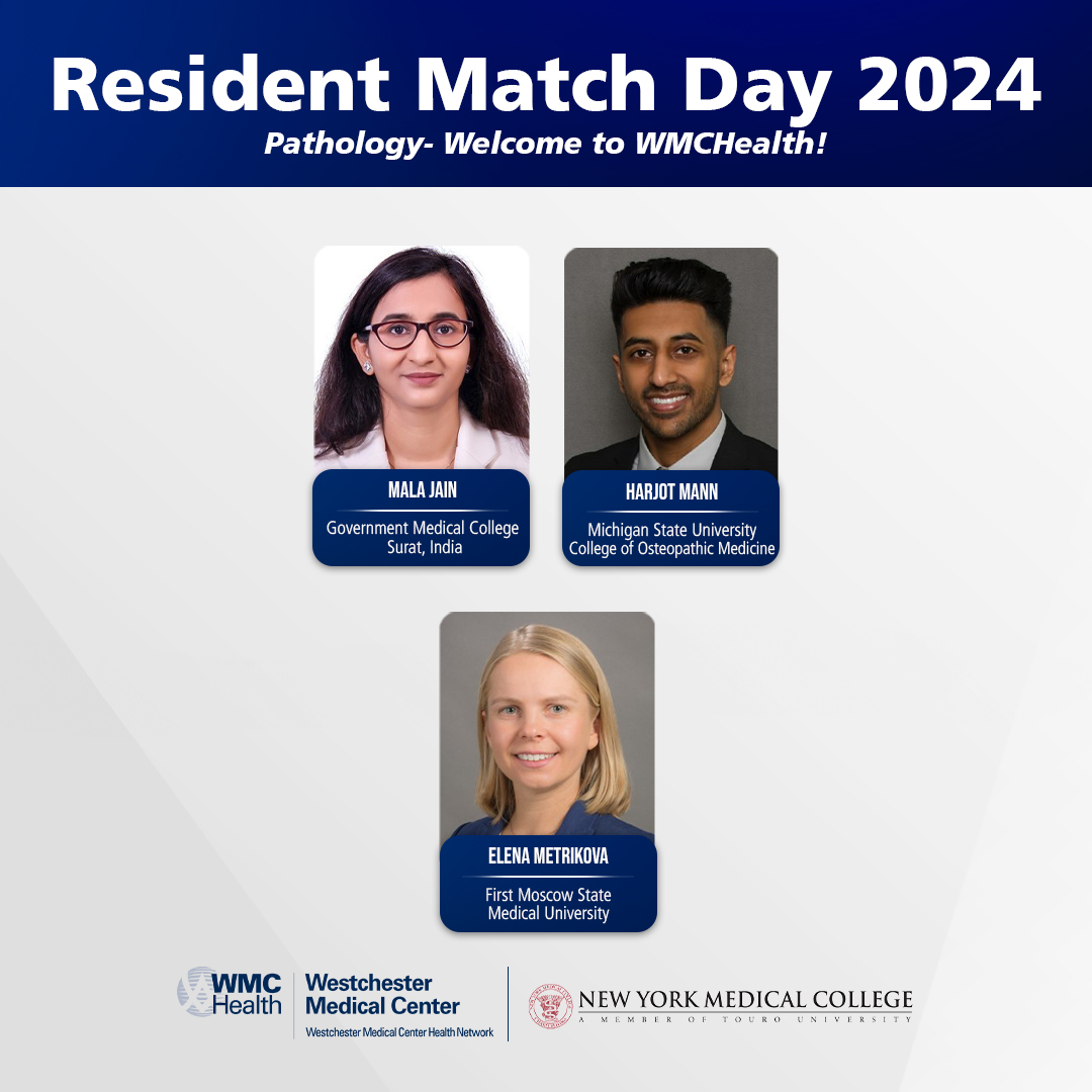 It's Match Day, the day when medical students find out where they will be headed for residency training. Join us in welcoming our newest residents to Westchester Medical Center's Pathology Residency! #Match2024 @TheNRMP