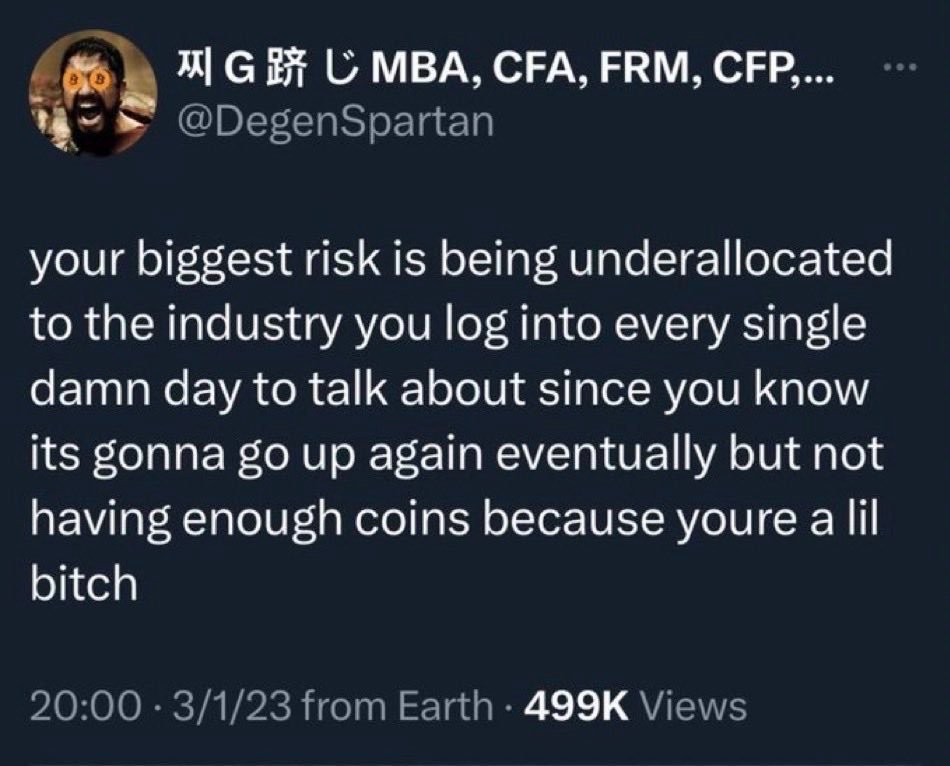 normies have dave ramsey
we have degen spartan