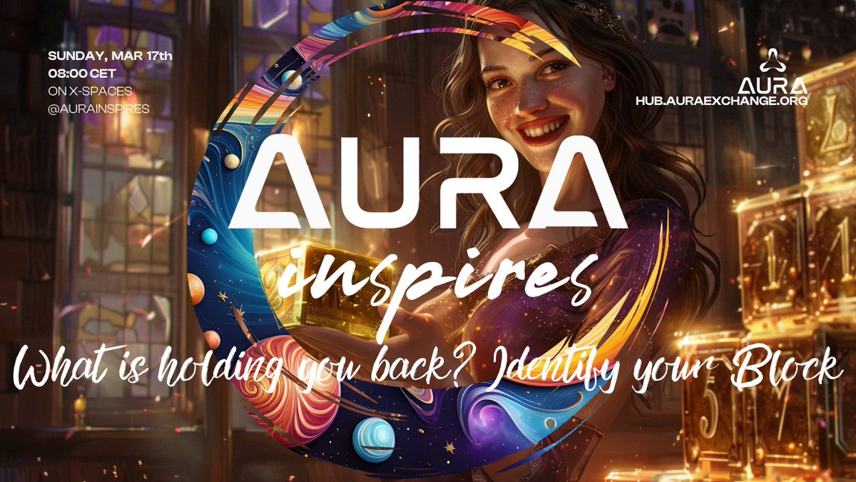 💫What is holding you back?

💫Identify your blocks 

💫Join <a href="/AuraInspires/">+Aura Inspires</a> this Sunday🙏🏻

👉🏻x.com/i/spaces/1yoJM…

💫come chat &amp; share your thoughts 

💫Have fun with us 

💫Namaste 🙏🏻 

#lawofattraction #MentalHealthAwareness #PositiveVibesOnly #MentalHealthSupport #YouGotThis