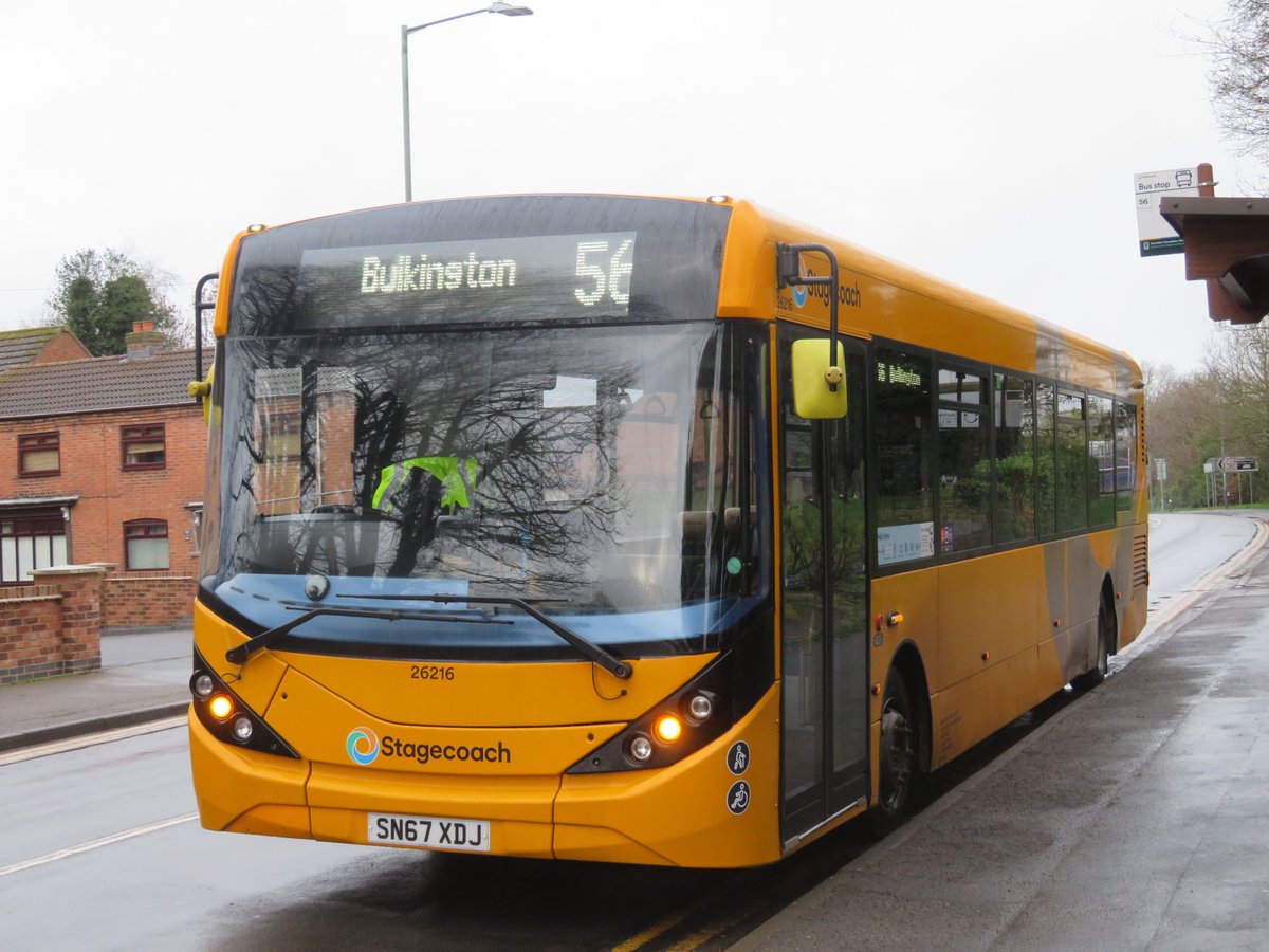 Stagecoach Midlands ADL Enviro 200MMC 26216 SN67XDJ seen at Bulkington, St James Church before working a short 56 to Nuneaton. (15/03/2024)