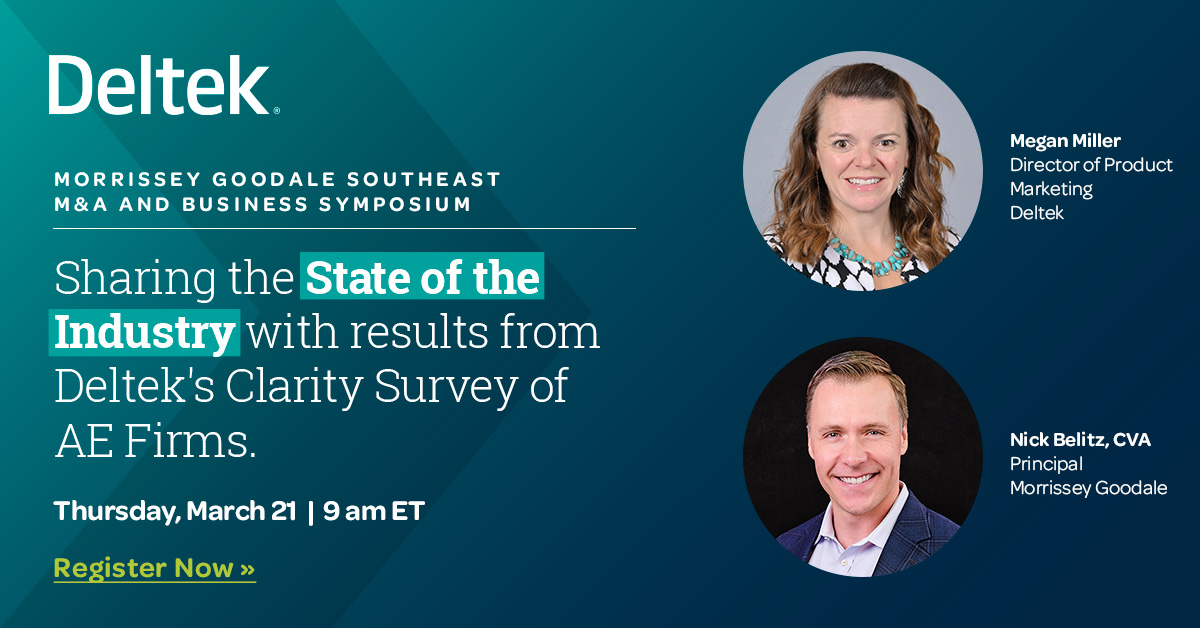 We’re excited to see you next week at @MorrGOOD_AEC Southeast M&A and Business Symposium! Be sure to stop by our booth to connect with #TeamDeltek + don't miss Megan Miller and Nick Belitz dive into the latest #AEC insights during the opening session. morrisseygoodale.com/events/southea…