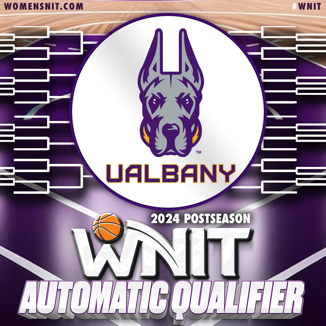WomensNIT's tweet photo. It's time for another AQ announcement. Congratulations to @UAlbanyWBB out of the America East Conference for earning the automatic bid to the 2024 Postseason WNIT! https://t.co/KpwNbWW6Aa