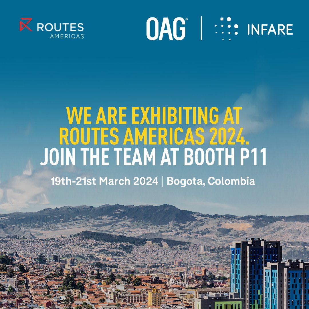 Will we see you at @routesonline Americas next week? Team OAG will be at stand P11. Come and meet us to find out about the data insight we can deliver to help with your route development.
#routesamericas #RouteDevelopment #networkplanning #aviationdata