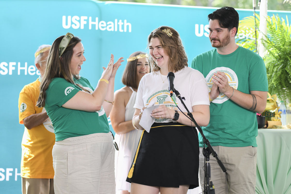 USFHealthMed's tweet photo. Match Day is in the books for the #Classof2024!! Tears of joy, pride and relief were the common emotions as our #futuredoctors learned where they will spend their residency years!  Congratulations to our senior #medstudents.  Full story: https://t.co/TI3tHkOdiw https://t.co/jCtorMMnGG