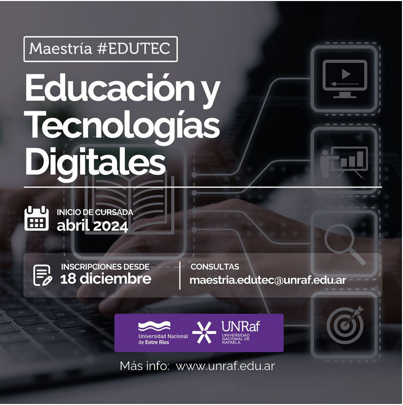 Hola a todos y a todass!! 😃 Necesitamos su ayuda para difundir la Maestría en Educación y Tecnologías Dgitales con perfil profesionalizante en su modalidad a distancia. Es una carrera de posgrado creada inter-institucionslmente entre UNRaf y UNER.