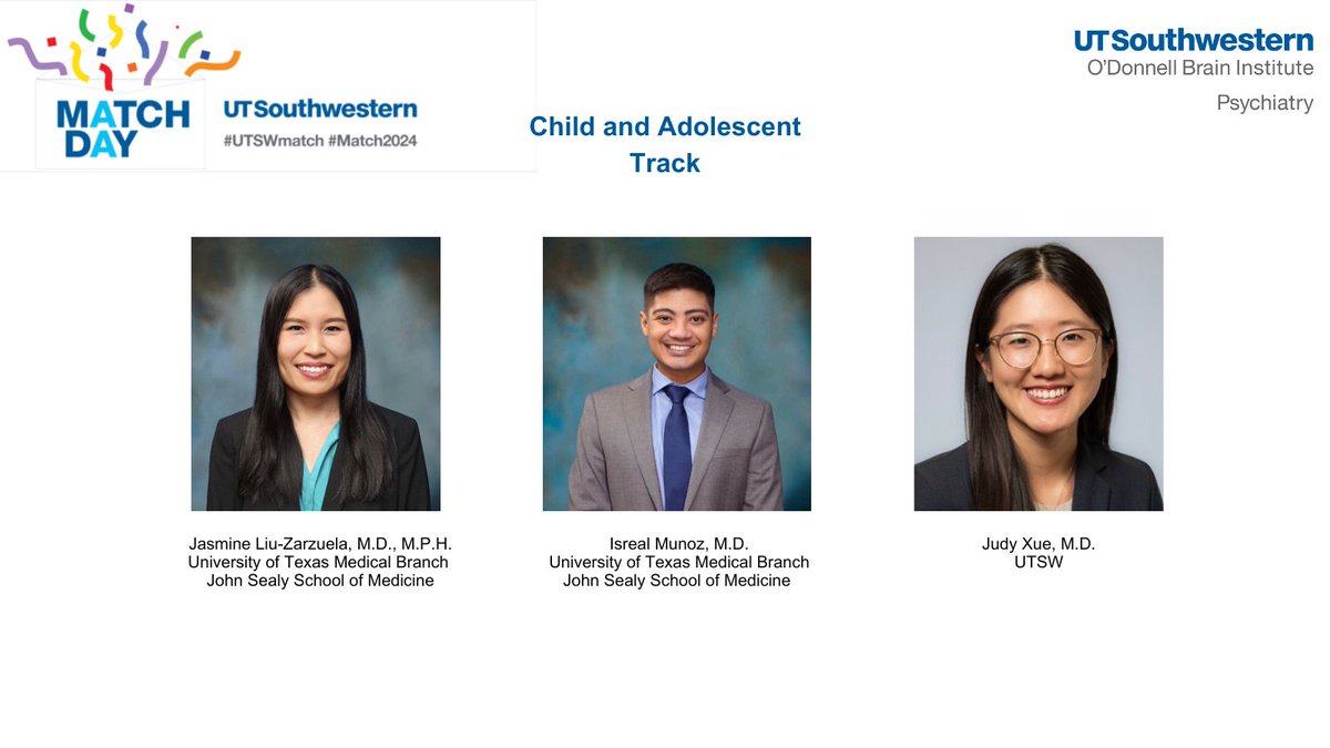 Congratulations to our newest Child and Adolescent #Psychiatry Track residents! #Match2024 #UTSWMatch