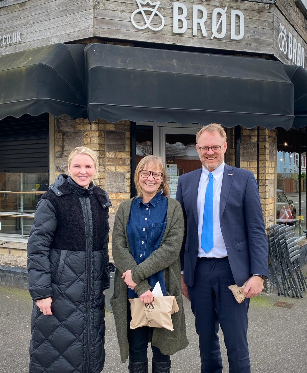 thedanishbakery's tweet image. Today we had a very special visit from the Danish Ambassador &amp;amp; his wife at our Pontcanna bakery 🤩

It was such a lovely visit. They tried &amp;amp; verified that yes our pastries are definitely 100% authentic, which  is probably the closest to a royal seal of approval we can get 😜