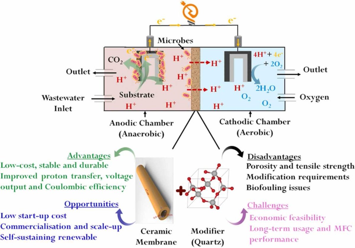 KermanLabUTSC's tweet image. Recent improvements of ceramic membranes in microbial fuel cells for bioelectricity generation and wastewater remediation: From fundamentals to scale-up applications, Patel et al., Journal of Environmental Chemical Engineering, 10, 6, 2022, 108664 #TBT 😀
sciencedirect.com/science/articl…