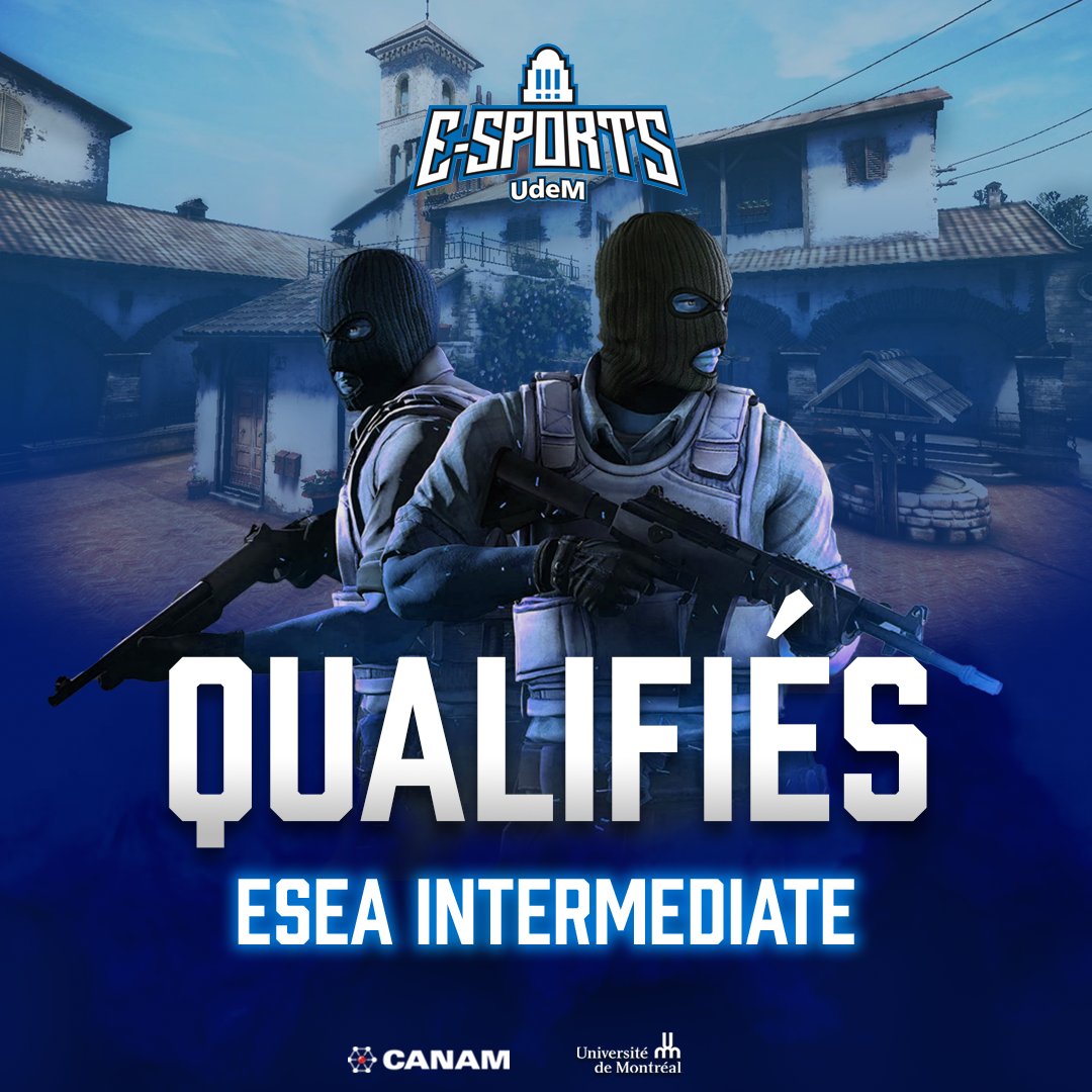 UdeM Esports (@udemesports) on Twitter photo ESEA OPEN ---> INTERMEDIATE ✅
Bravo <a href="/PlutotitoQC/">Plutotito</a> - <a href="/King_Bonobo/">KingBonobo</a> - <a href="/leo__mrtn/">Léo Martineau</a> - StarDust - Crazyhorse - <a href="/KommissaireCS/">Max "k0M" L-L</a> !!
Allez les bleus 🔵⚪️🔵 ESEA OPEN ---> INTERMEDIATE ✅
Bravo <a href="/PlutotitoQC/">Plutotito</a> - <a href="/King_Bonobo/">KingBonobo</a> - <a href="/leo__mrtn/">Léo Martineau</a> - StarDust - Crazyhorse - <a href="/KommissaireCS/">Max "k0M" L-L</a> !!
Allez les bleus 🔵⚪️🔵