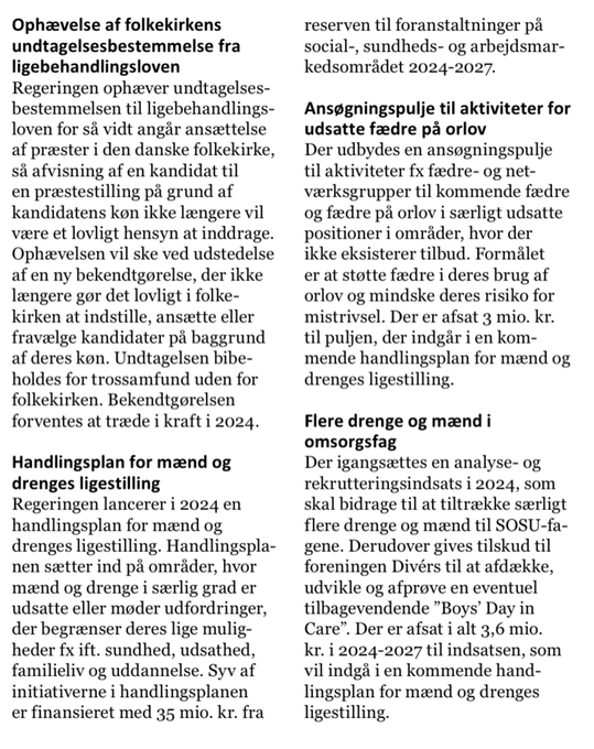 JSCowland's tweet photo. Igen i år er der en række initiativer målrettet drenge og mænd i Ligestillingsministeriets arbejdsprogram.

Denne gang er der hjælp til udsatte fædre, fraskilte fædre og mænd i omsorgsfag (som måske kan give flere behandlere, flere mænd kan spejle sig i og være i øjenhøjde med)! https://t.co/rKRBkwm56j