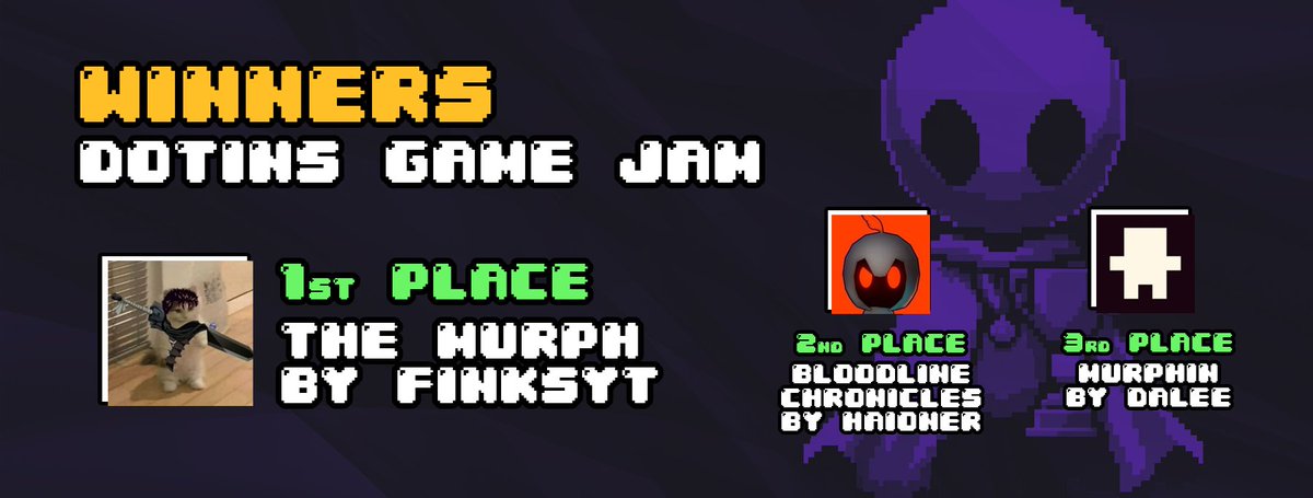 Congratulations to the top winners of our Game Jam in partnership with <a href="/Unique_NFTchain/">Unique Network</a> and <a href="/dotisded/">DOT is $DED</a> 🌟!

While all three winners showcased incredible talent, <a href="/finksyt/">fin</a> with "The Murph" took the grand prize.

We're eager to share more about our plans for these fantastic projects