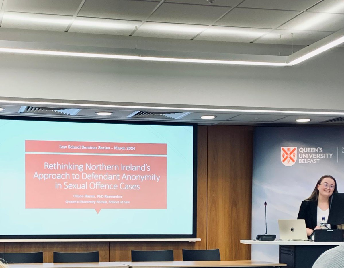 Thank you to all who attended my seminar today on defendant anonymity in sexual offence cases in Northern Ireland 

Some great questions and comments posed, giving me plenty to think about going forward with my research! 💭 📝