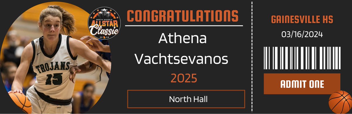 🚨North Ga All Star Classic 🚨 🗓March 16th 🏢 Gainesville High School 🎥 NonStop Sports 🖊️ Media ✅ Top Players Athena Vachtsevanos from North Hall is in for the All Star Classic.