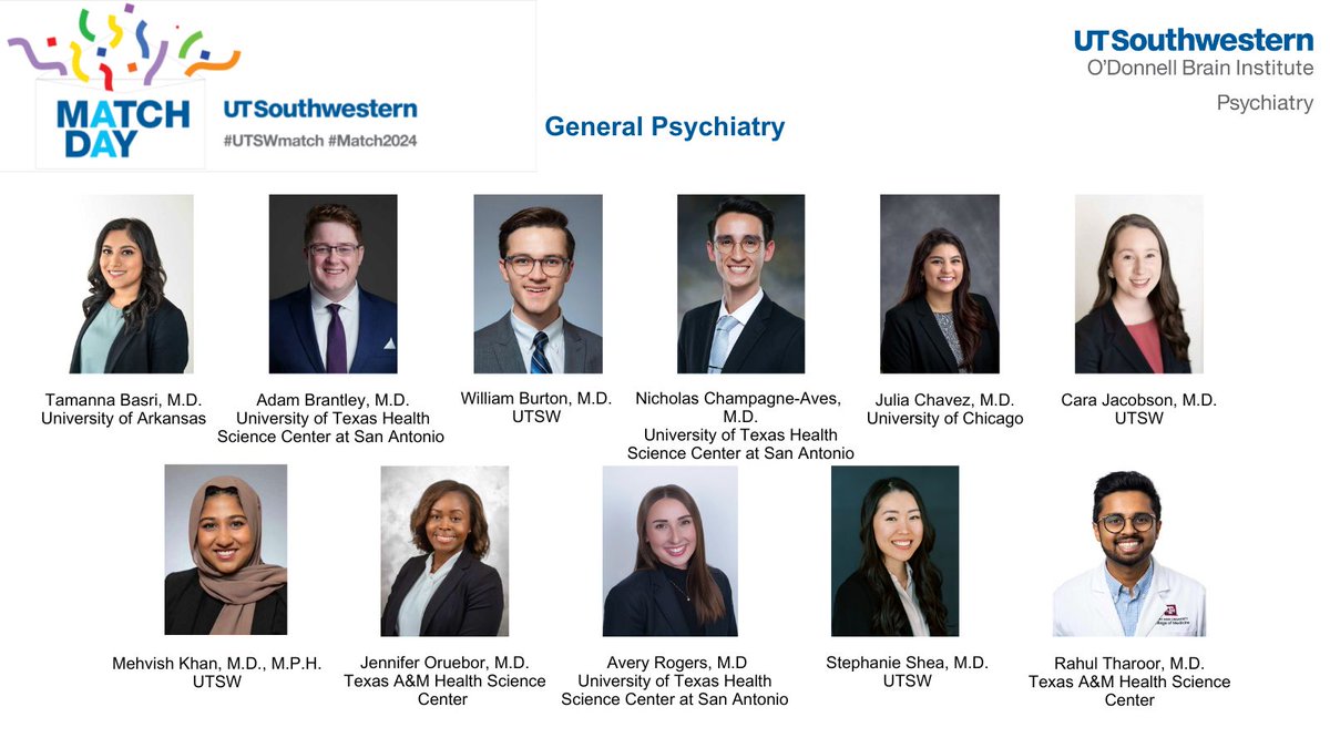 Congratulations to our new General #Psychiatry residents! #Match2024 #UTSWMatch