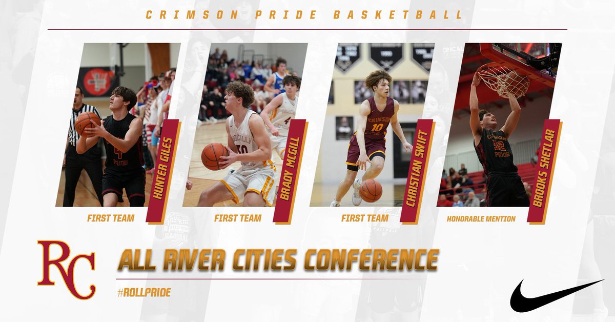 Huge Congratulations to our All-River Cities Conference honorees!  These awards are a direct reflection of your dedication, hard work, &amp; toughness! 

*First Team*
Hunter Giles
Brady McGill
Christian Swift

**HM**
Brooks Shetlar

Great work fellas! Much deserved! #RollPride