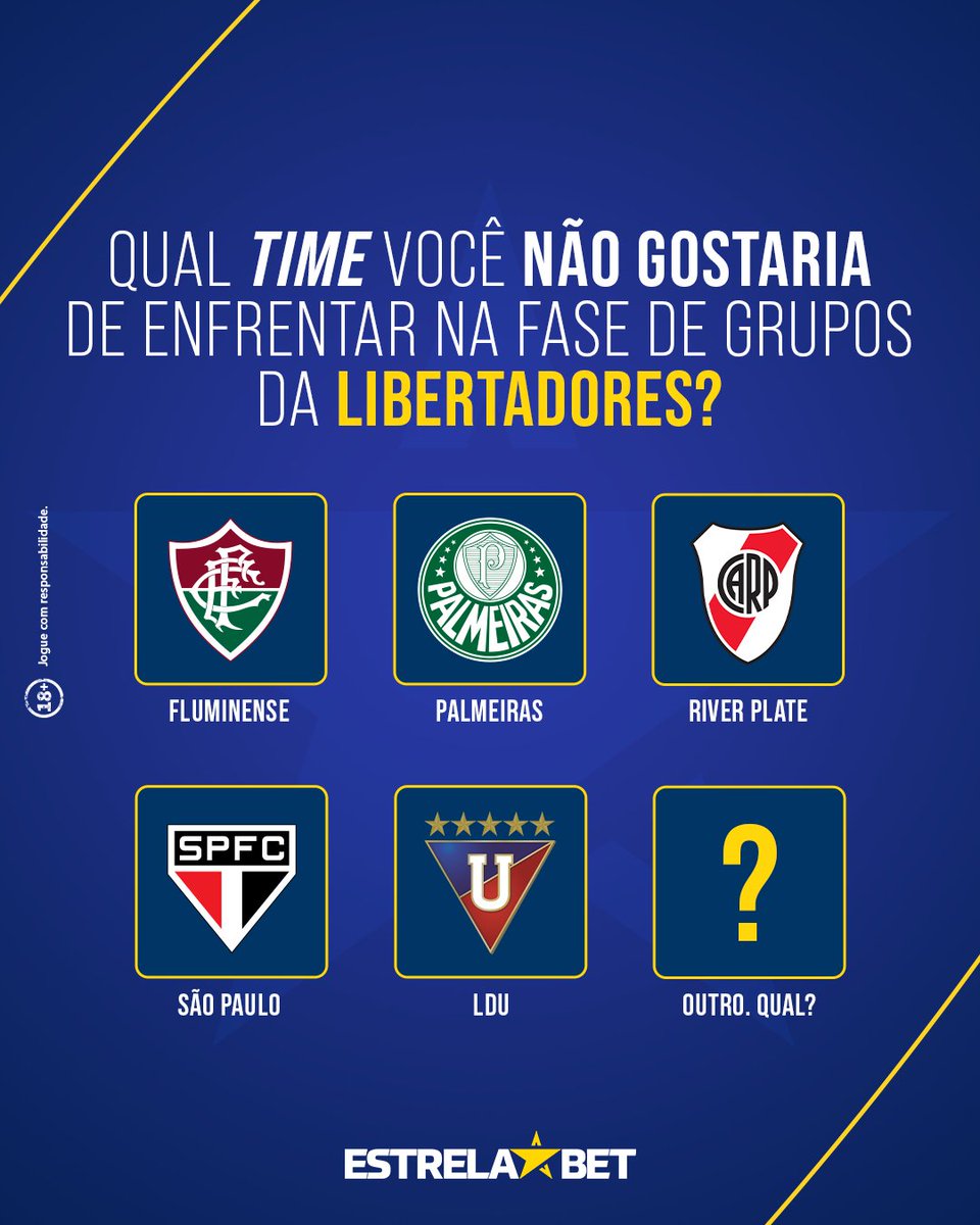 Amanhã tem sorteio da fase de grupos da Libertadores 2024 e o ADM quer saber: qual é o time mais temido pelos adversários? 👀 #TemFutebolTemEstrela