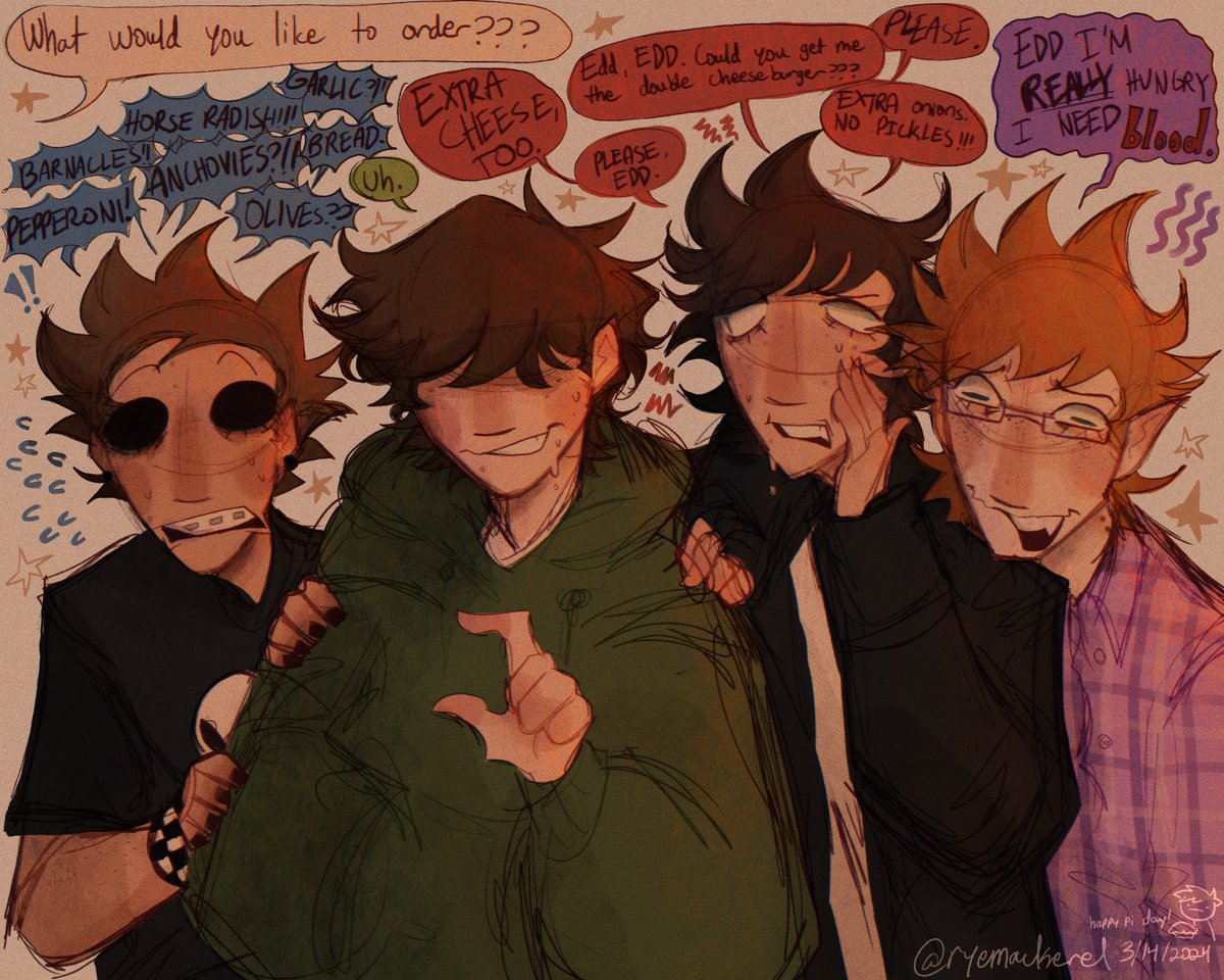 needed an excuse to draw the eddsworld guys as teens HWGEHEH the three always rely on edd to take their orders everytime they go out #eddsworld #eddsworldfanart #tord #edd #tom #matt