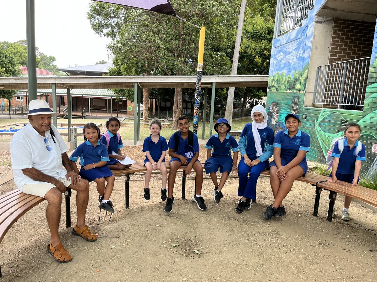 VVragalis's tweet photo. Uncle Jimmy spoke to our Deadly Dingoes about the histories of Aboriginal and Torres Strait Islander Peoples on this continent. Followed by guided walk around the school grounds and explained the significance of native flora to Aboriginal cultures.  @beralaps https://t.co/aoWSlcEXnV