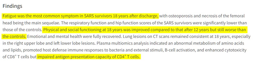 InI42's tweet photo. #LongCovid is not new, we know it from 2003 pandemic #SARS, the close relative of #SARSCoV2/#Covid19.

Paper 6 years after:
https://t.co/Xvx94CgXOT

Article 7 years after:
https://t.co/hPY8H508aZ

Paper 18 years after:
https://t.co/wmglwEBb2c

#LongCovidAwarenessDay https://t.co/7F4FZ90ZMr