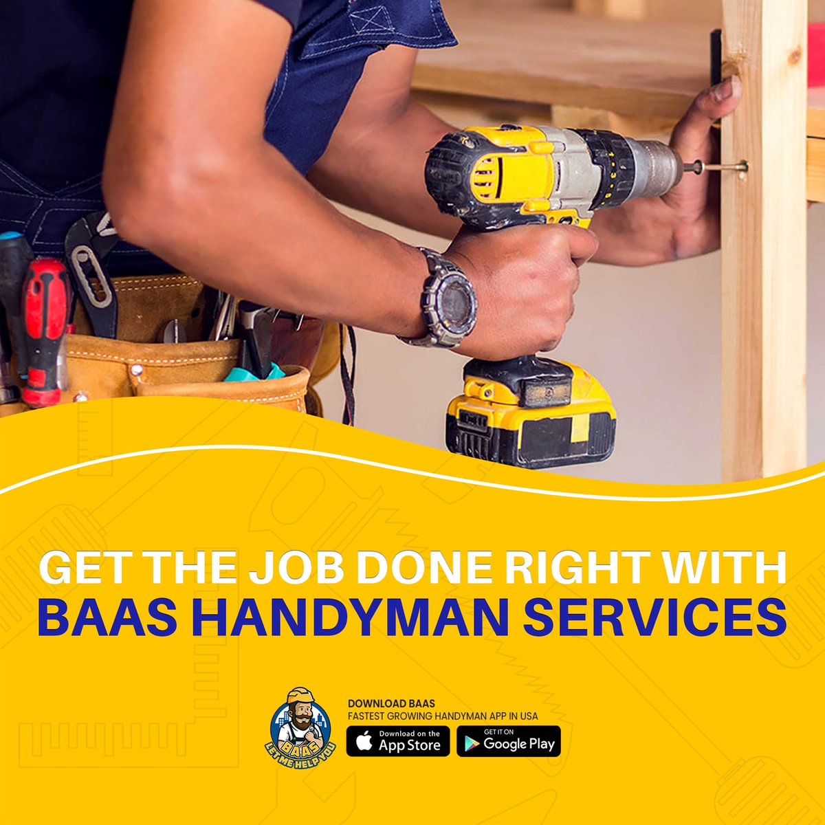 baasapp_'s tweet photo. BAAS handymen are simply the best for any home job.   #simplythebest #betterthanalltherest

#baasitnow #handyman #handymanservices #NoFee #appliances #download #cleaningservices #electricians #plumbing #gardeninglife #GooglePlay #Appstore #austin #twincities #houstontx https://t.co/eTYHJSTMzz